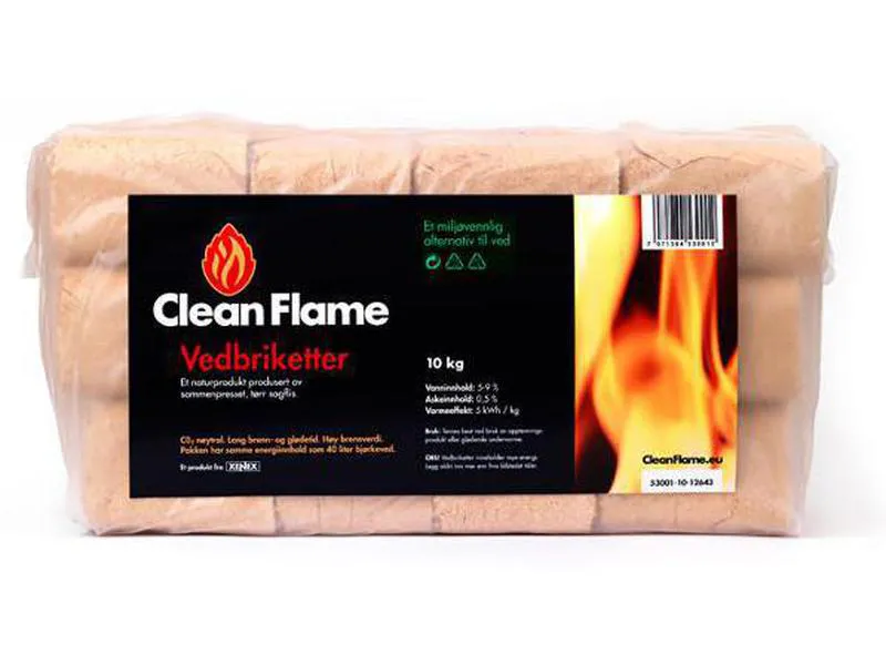 Cleanflame vedbriketter 10kg Clean Flame