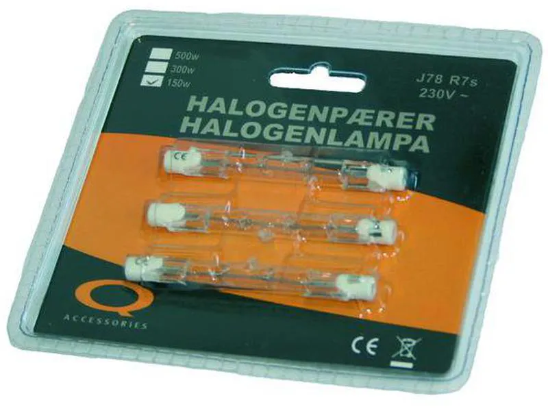 Halogenrør 120watt 78mm a Q-Accessories 3stk