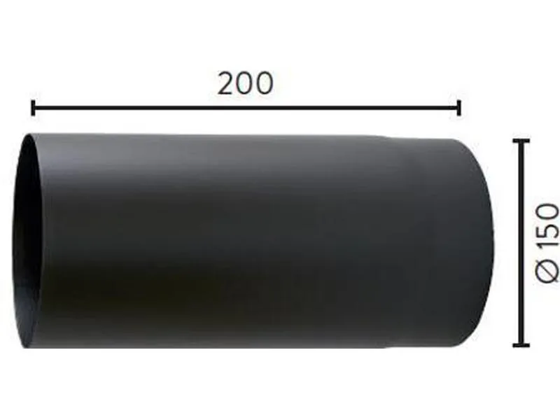 Røykrør ø150 l200 rett mbe 1,1mm Jøtul