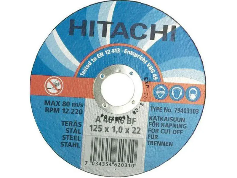 Hikoki 79999100 kappeskive ø125 mm med en diameter på 125mm og hulldiameter 22,2mm for bruk i stål harde metaller leveres 10stk