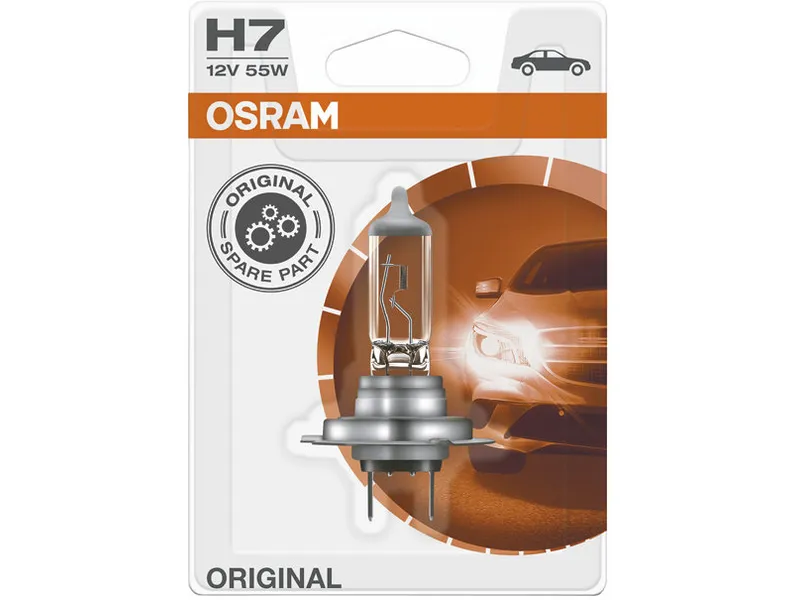 Osram lyspære til bil h7 frontlykter 55watt og 1500 lumen pæren gir et effektivt lys bilpære fra av typen kan brukes bruker