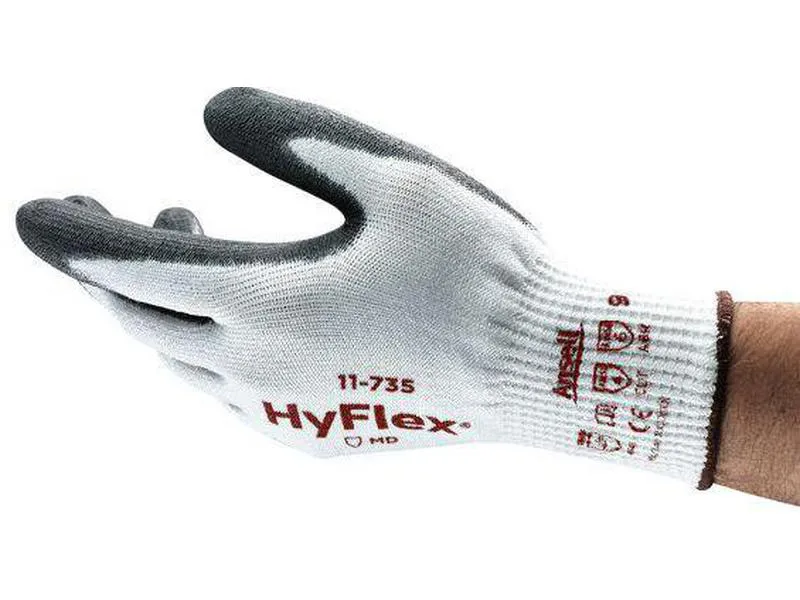 Ansell hyflex 11-735 hanske skjærebeskyttelse pu intercept/nylon størrelse 6 med og hanskestørrelse for blant annet