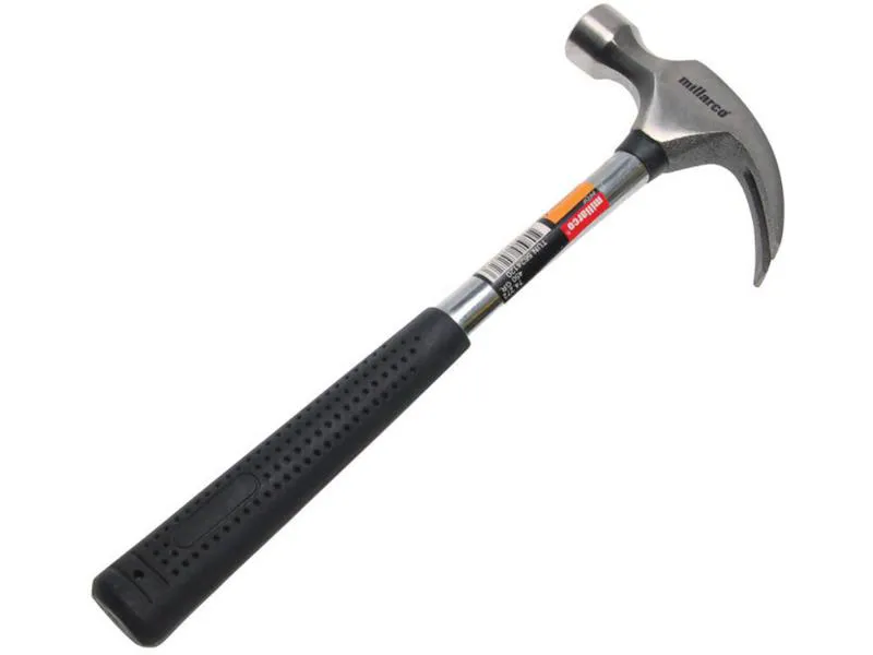 Snekkerhammer m/stålskaft 450g med stålskaft og hode i polert stål. - snekkerhammer med kløft som kan brukes til å trekke ut