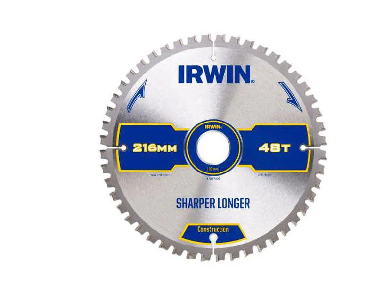 Irwin sirkelsagblad ø216 x 30 mm - 48t til saging i tre. men skjær i industrikvalitet. - irwin sirkelsagblad er velegnet til