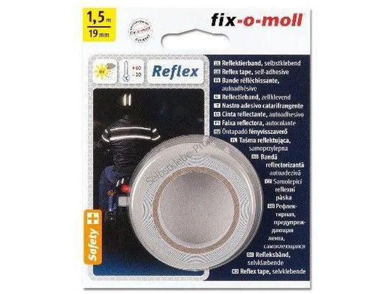 FIX-O-MOLL reflex tape klar/sølv 3mx19mm 80303 ny