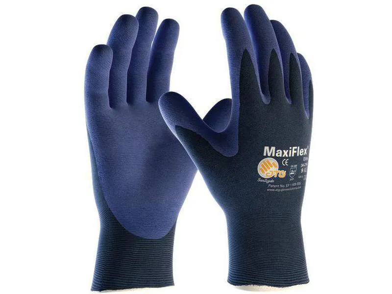 Atg maxiflex elite 34-274 monteringshanske blå størrelse 5 glatt svært tynn finger dyppet for presisjonsarbeid som
